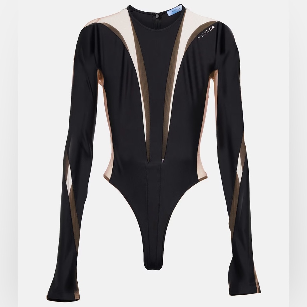 MUGLER Illusion sheer panel bodysuit size:36 (small)